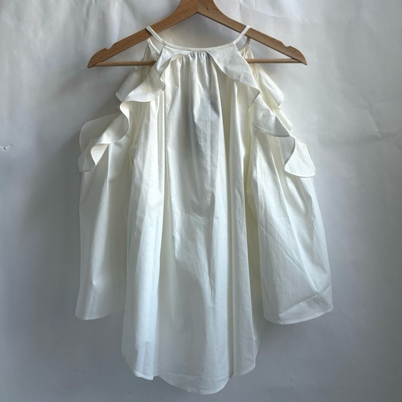Rachel Zoe Alea Cold Shoulder Ruffle Open Shoulder Blouse Off White Plus Size 2 - Picture 5 of 16